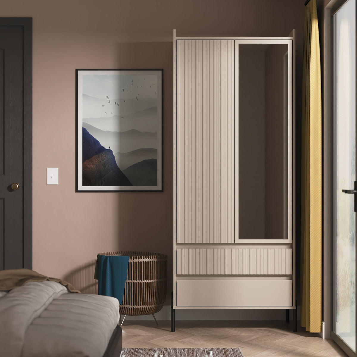 Kenton Double Mirrored Wardrobe With Drawers