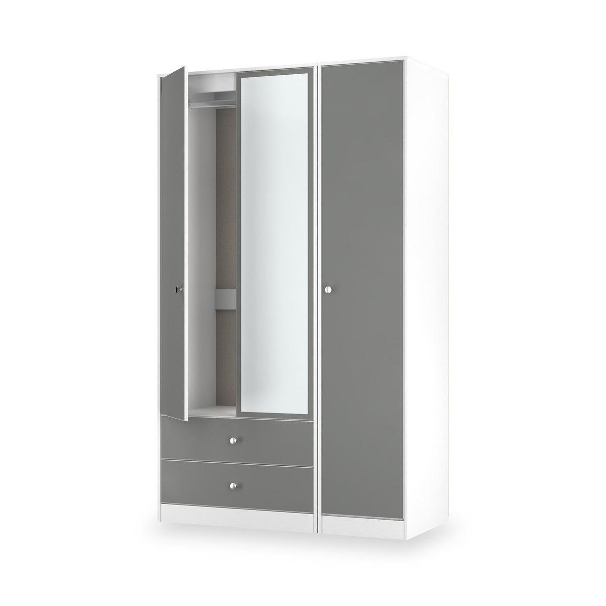 Bennet Tall Triple 2 Drawer Mirrored Wardrobe