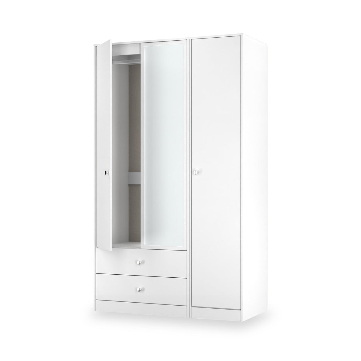 Bennet Tall Triple 2 Drawer Mirrored Wardrobe