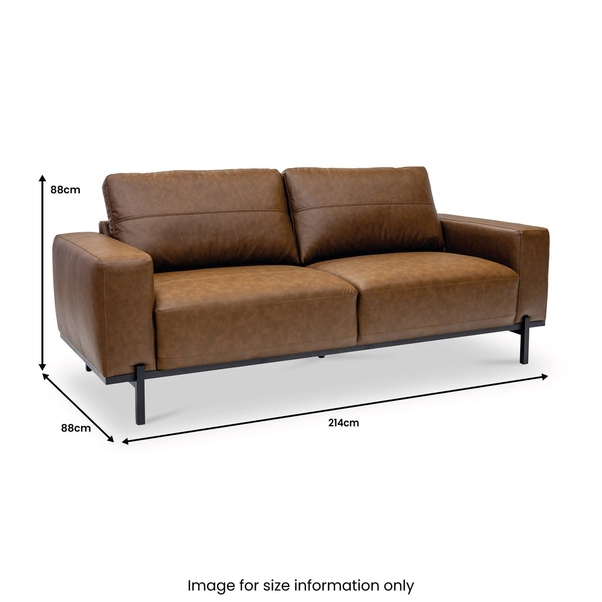 Umber Faux Leather 3 Seater Sofa