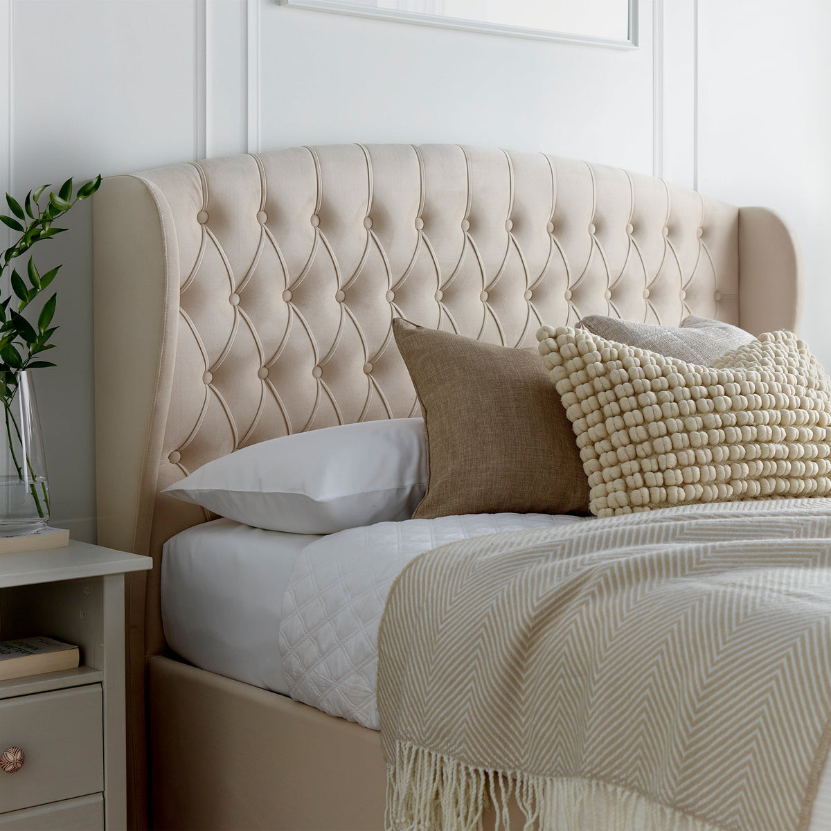 Sailsbury Velvet Ottoman Storage Bed Frame