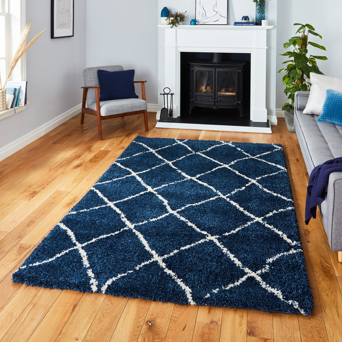 Durham Berber Diamond Shaggy Rug