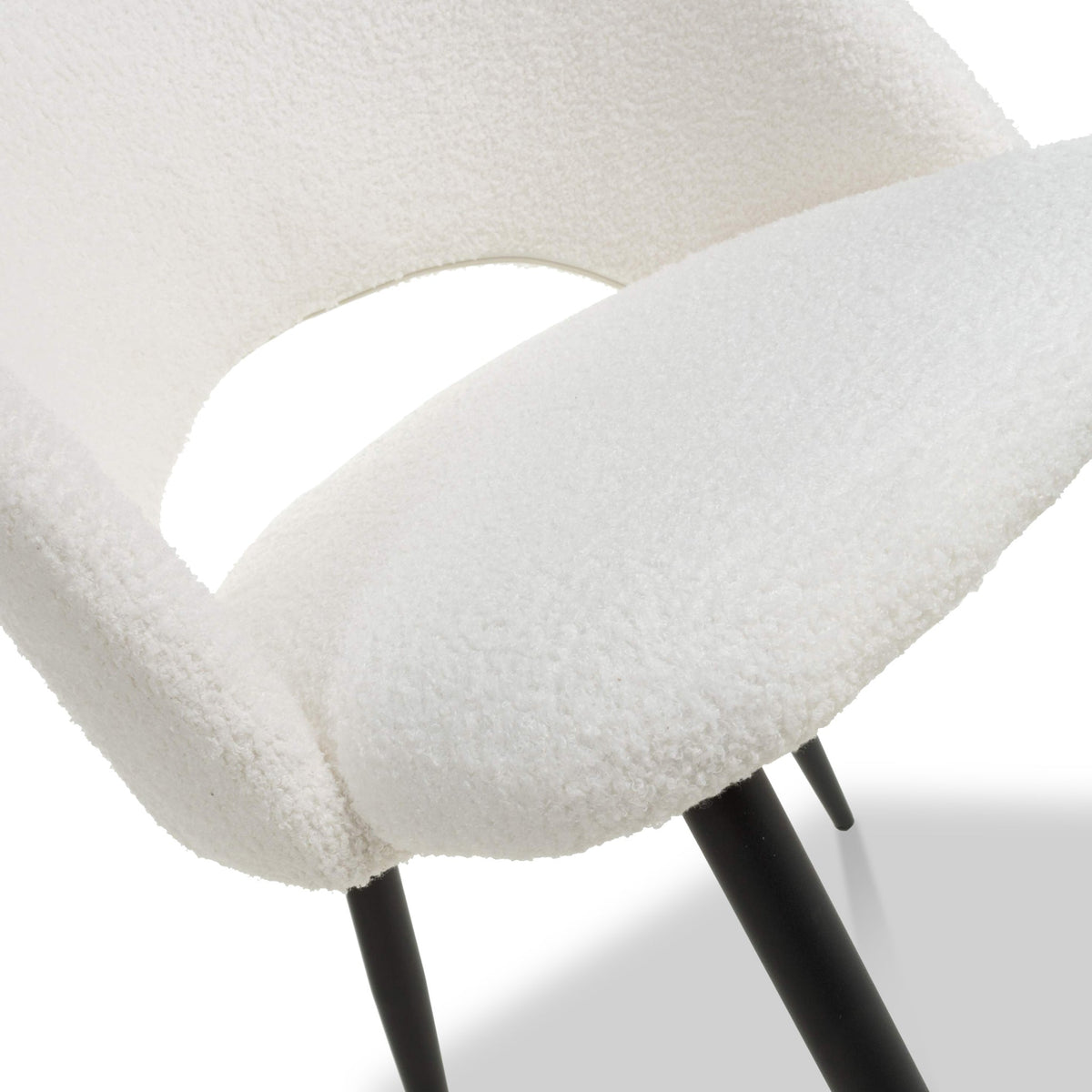 Fenan White Boucle Dining Chair