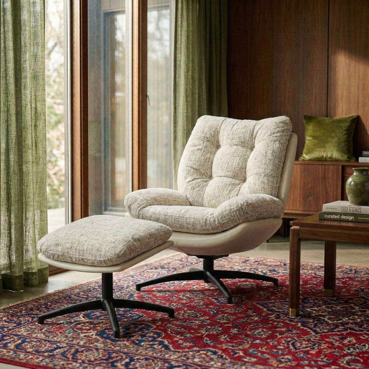 Kelso Lounge Accent Chair with Footstool