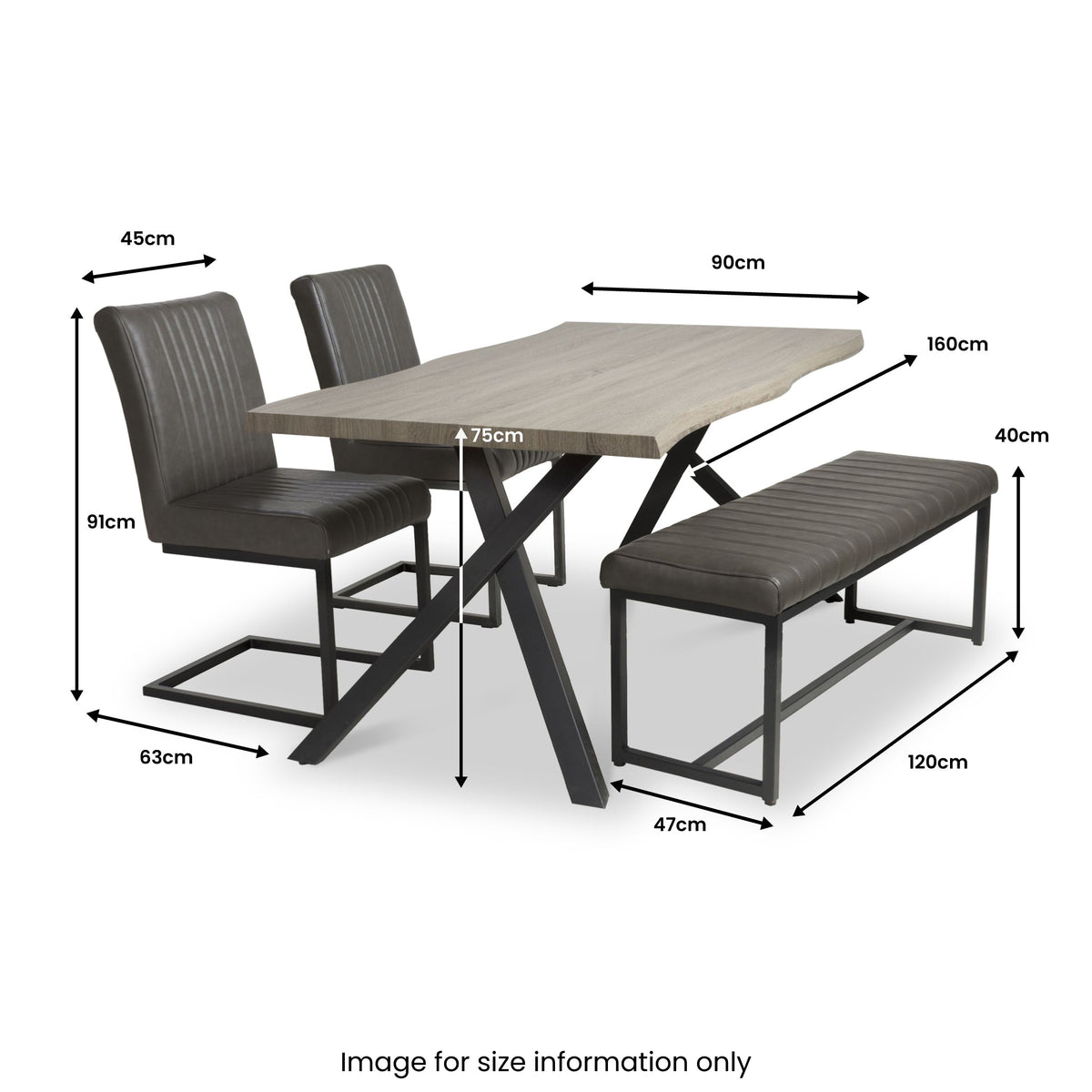 Kenwyn 160cm Pine Effect Dining Table with Bench & 2 Dining Chairs