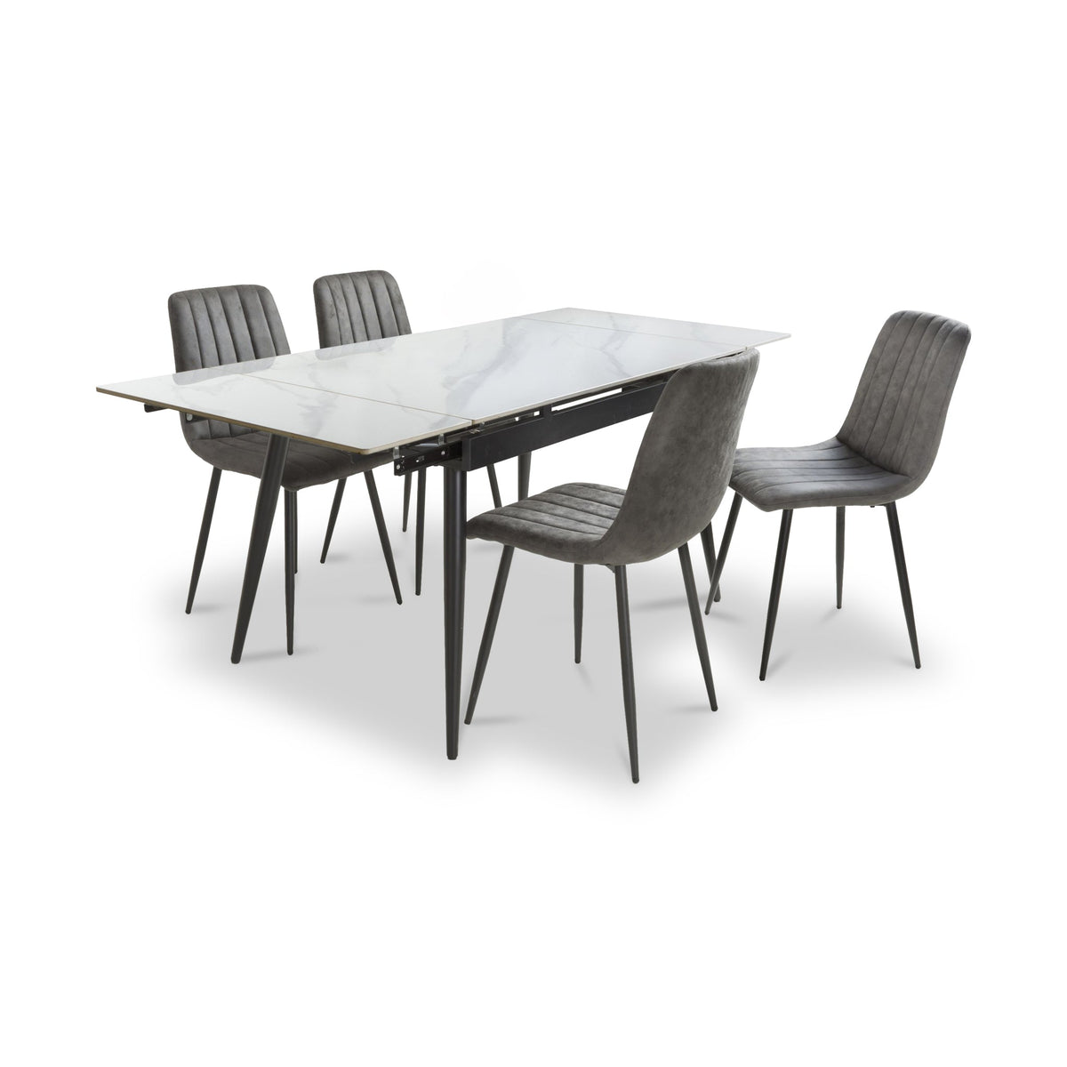Avaston 120cm-180cm Extending Dining Table with 4 Luna Dining Chairs