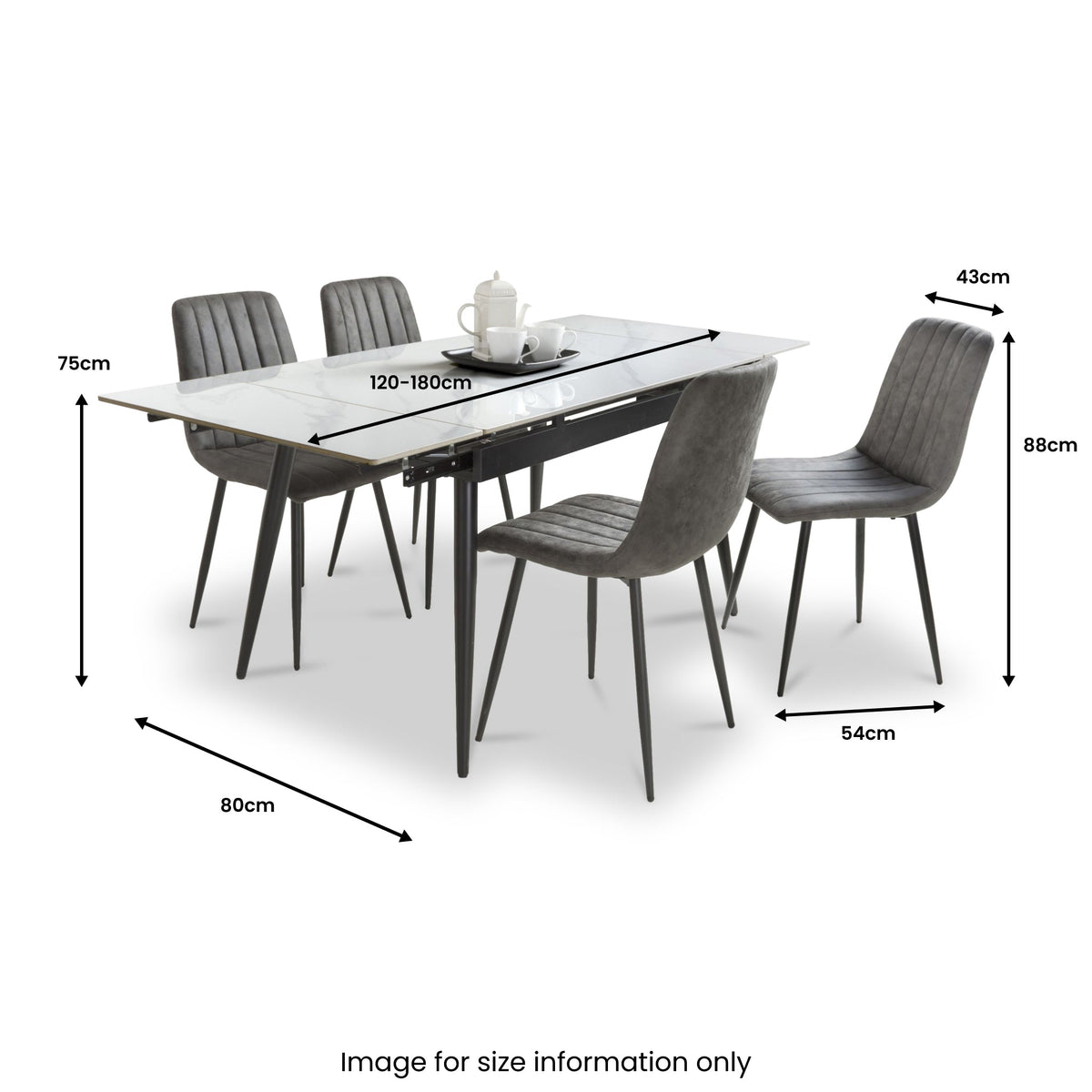 Avaston 120cm-180cm Extending Dining Table with 4 Luna Dining Chairs