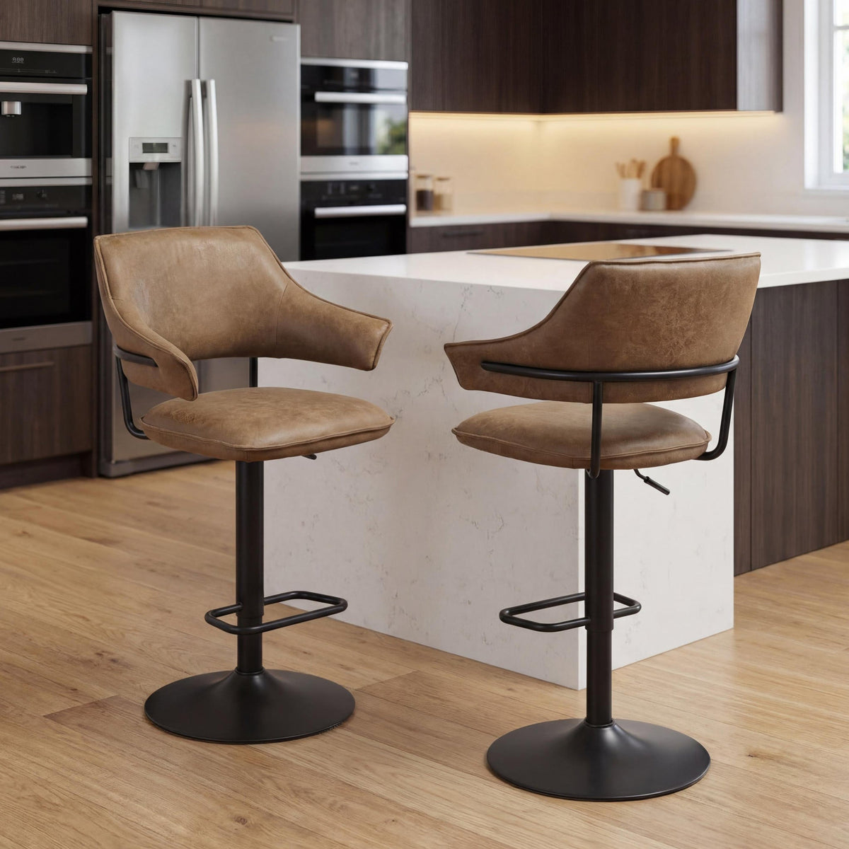 Faraday Faux Leather Swivel Bar Stool