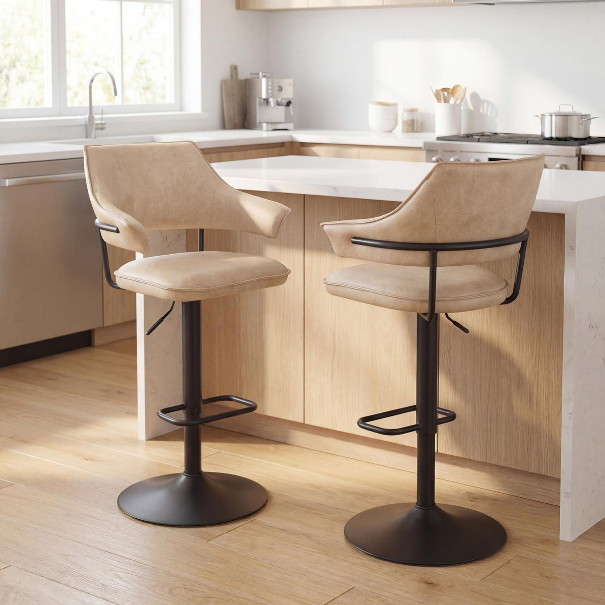 Faraday Faux Leather Swivel Bar Stool