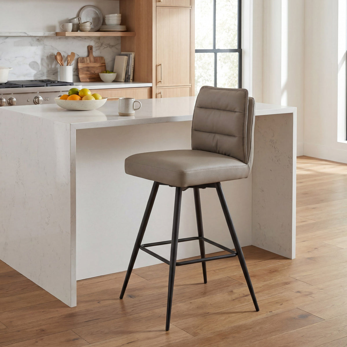 Tate Faux Leather Swivel Bar Stool