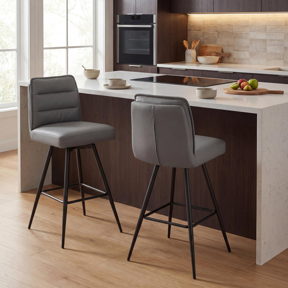 Tate Faux Leather Swivel Bar Stool