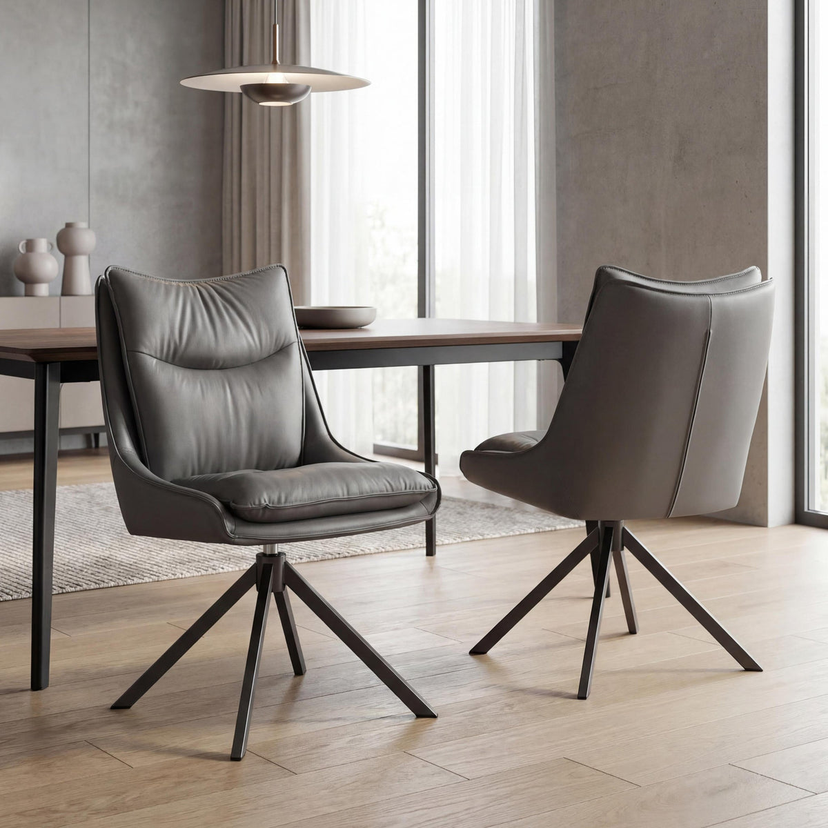 Sable Faux Leather Swivel Dining Chair