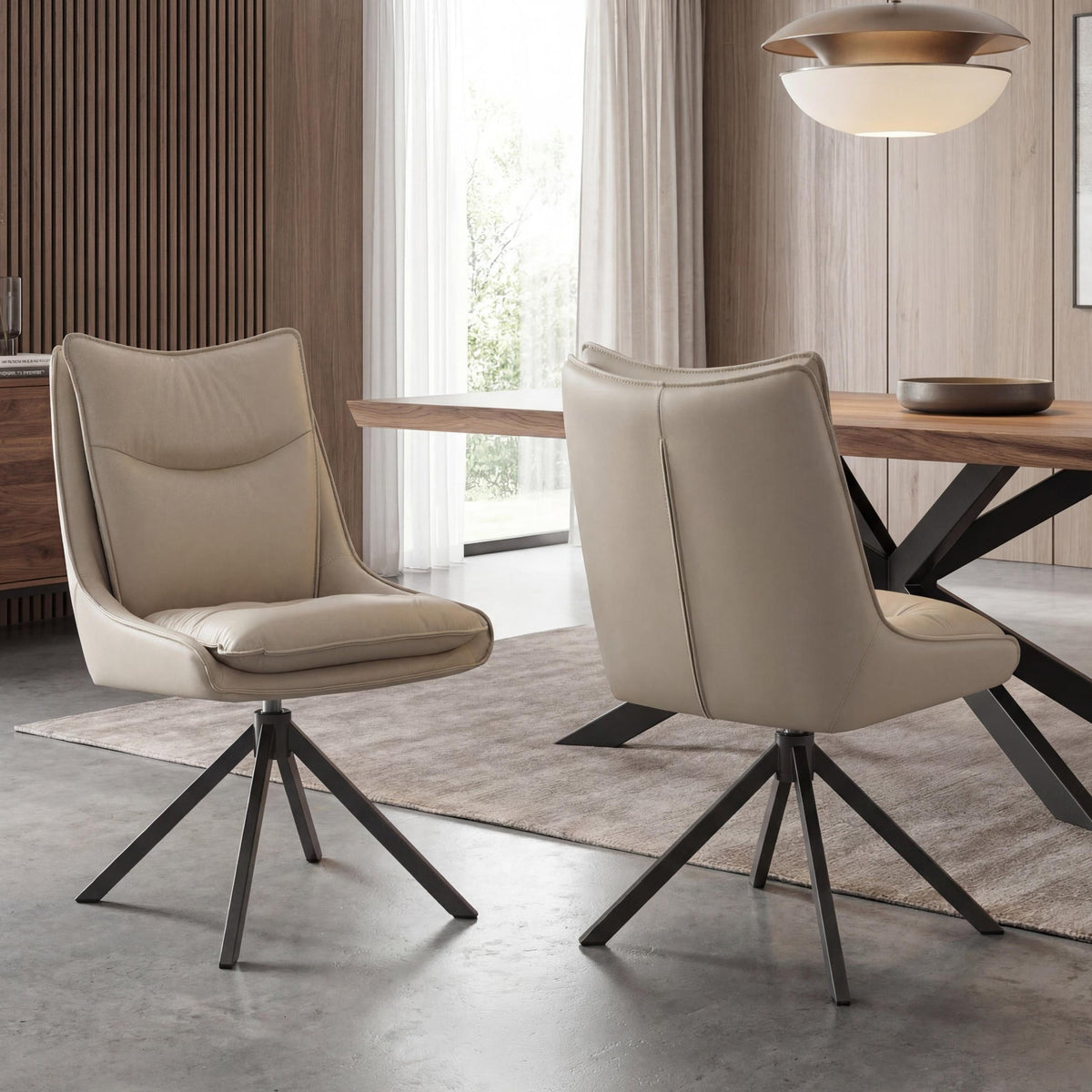 Sable Faux Leather Swivel Dining Chair