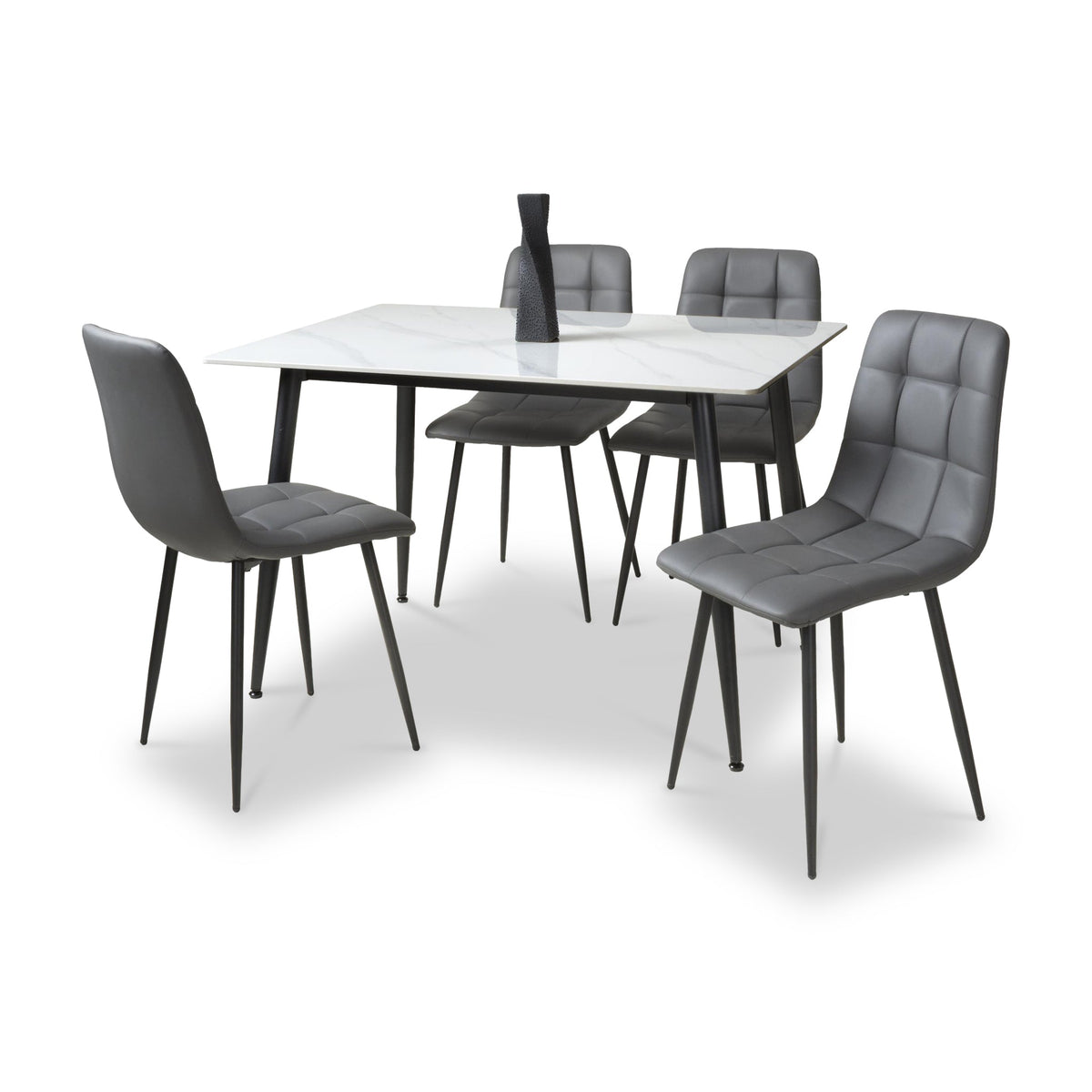 Avaston 120cm Ceramic Dining Table with 4 Pietro Dining Chairs