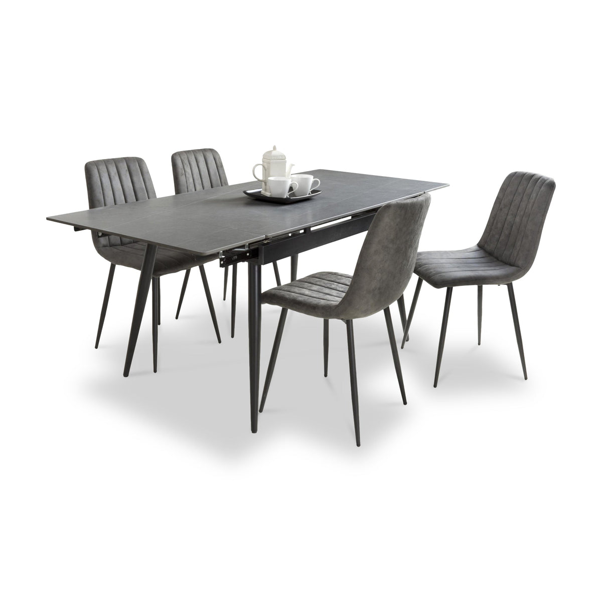 Avaston 120cm-180cm Extending Dining Table with 4 Luna Dining Chairs