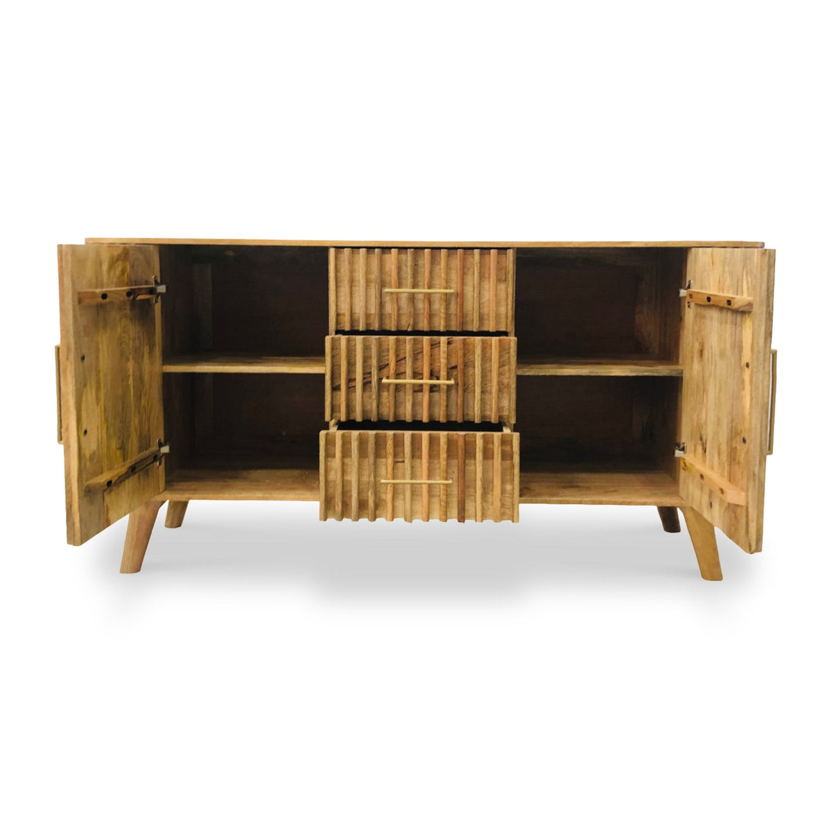 Leo Slatted Mango Wood 2 Door 3 Drawer Sideboard