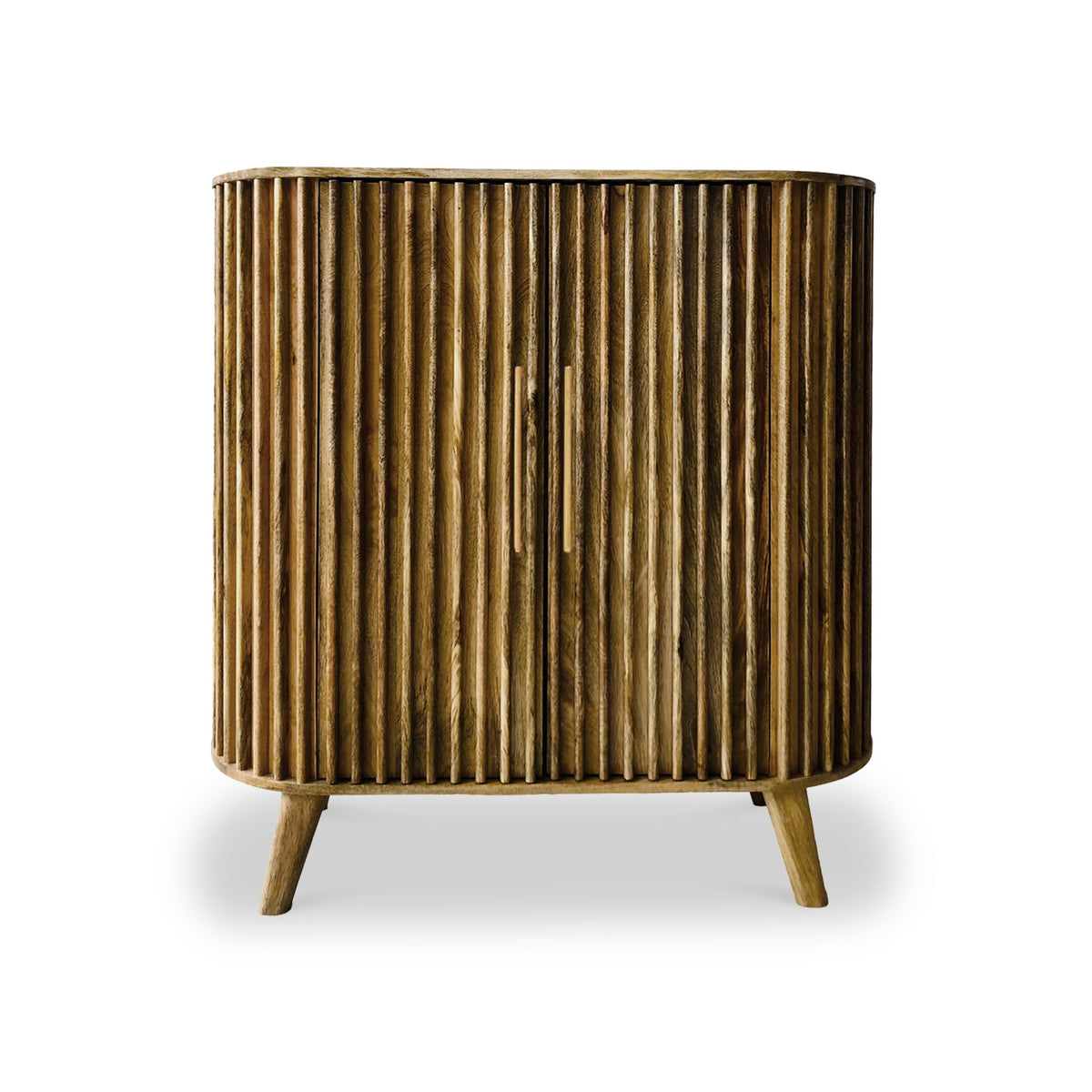Leo Slatted Mango Wood 2 Door Tall Sideboard