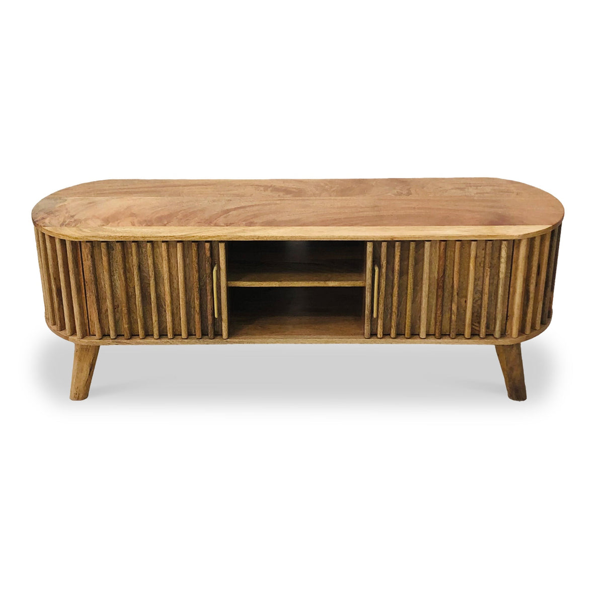 Leo Slatted Mango Wood 2 Door Large TV Unit