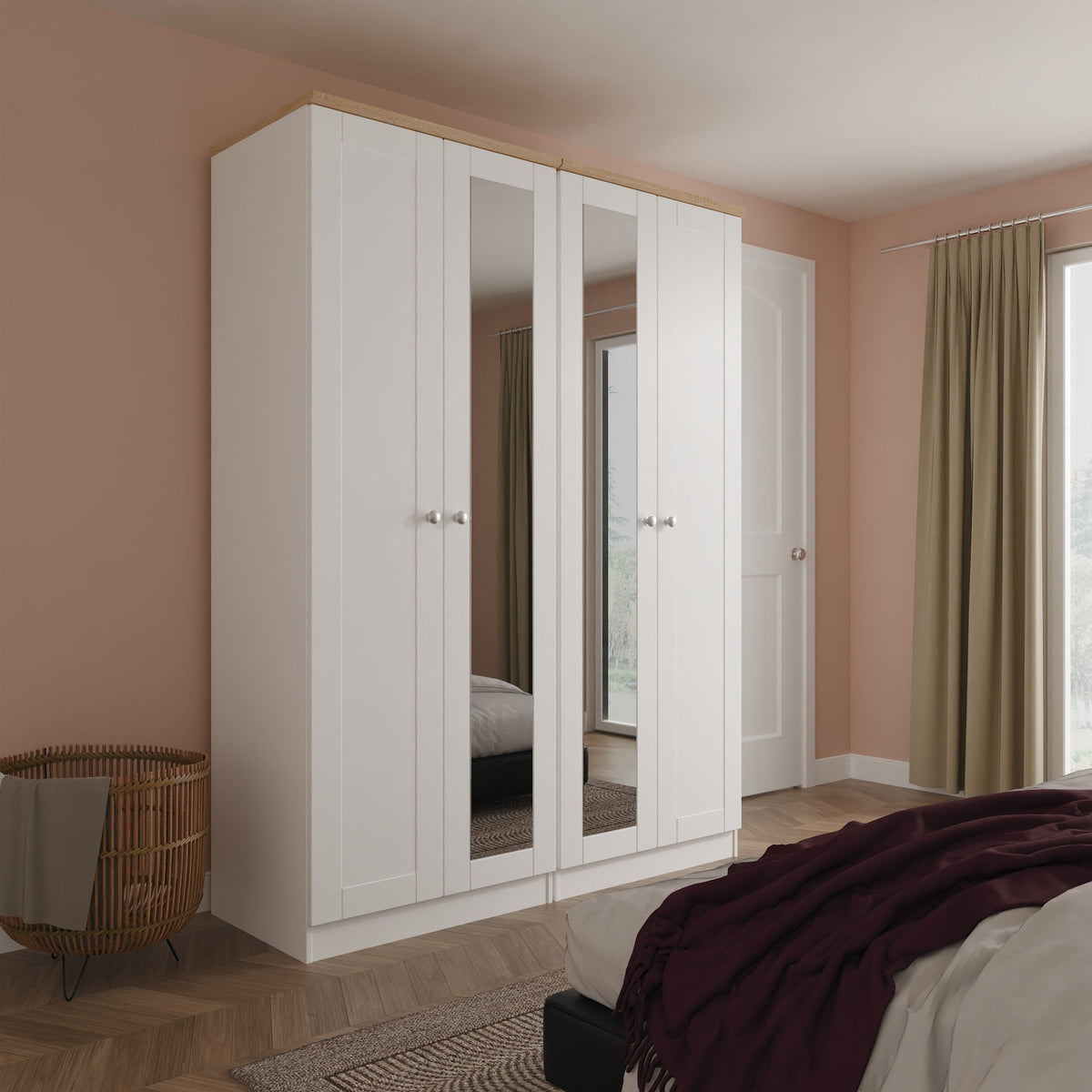 Marlowe 4 Door Mirrored Wardrobe