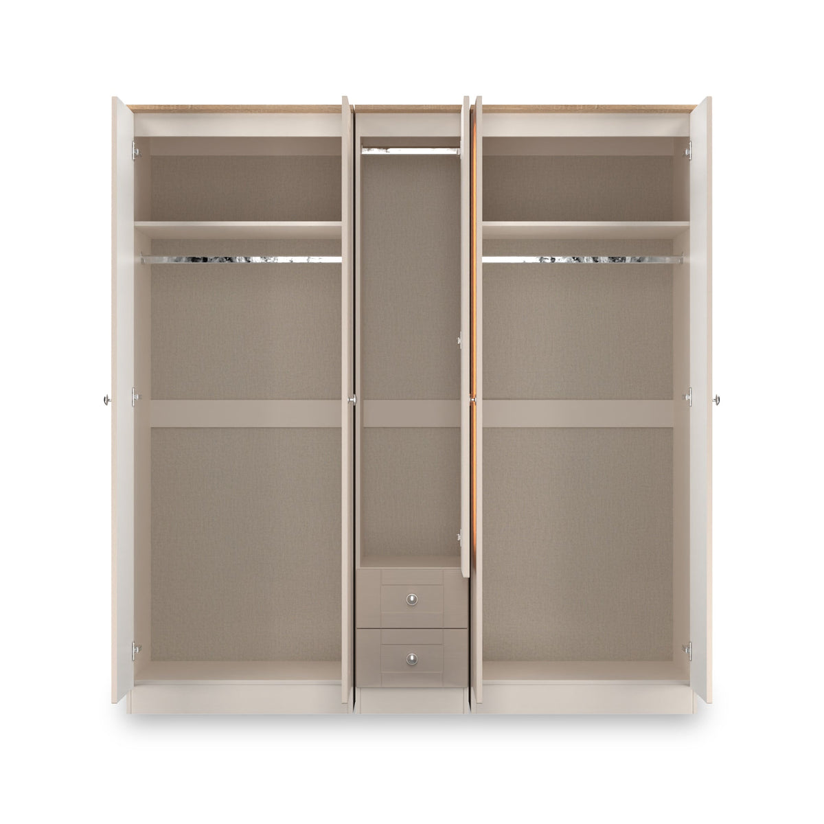 Marlowe 5 Door Mirrored Wardrobe With Drawers