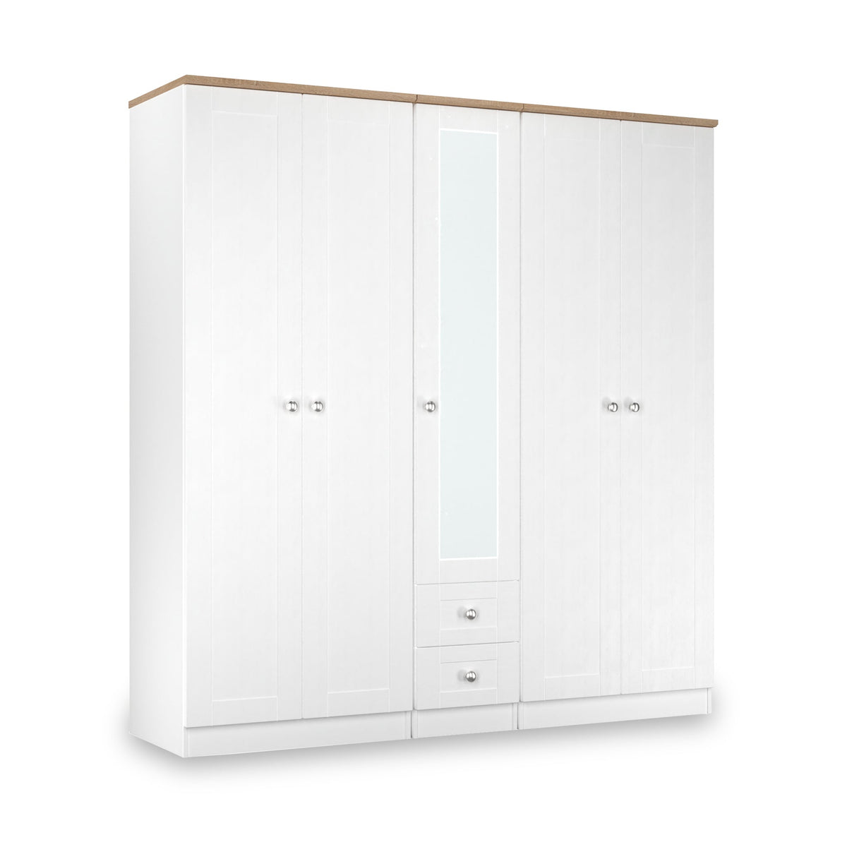 Marlowe 5 Door Mirrored Wardrobe With Drawers