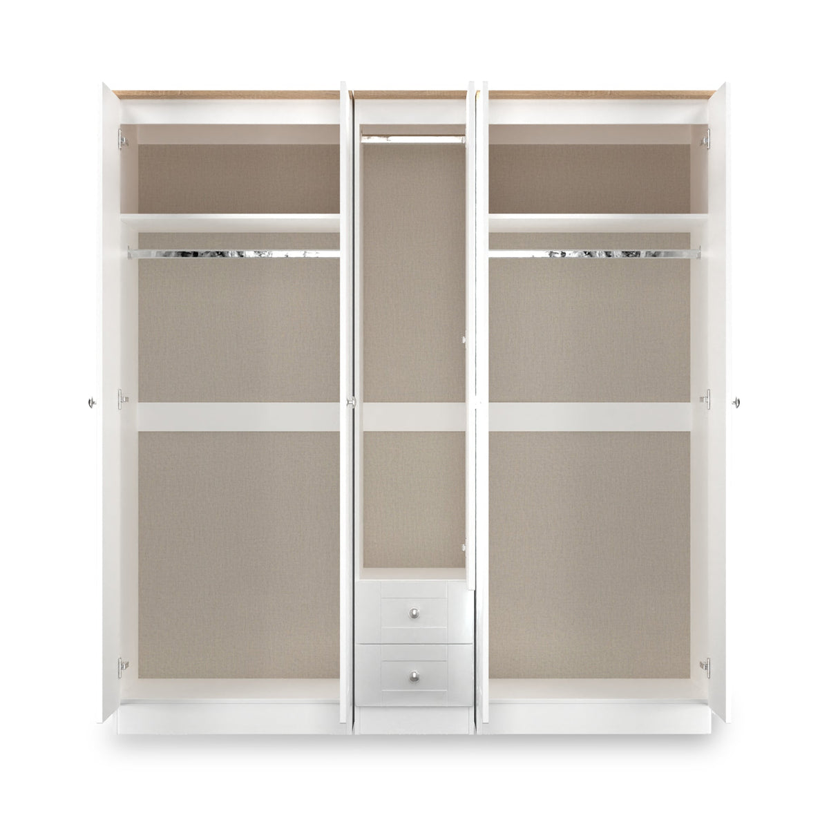 Marlowe 5 Door Mirrored Wardrobe With Drawers
