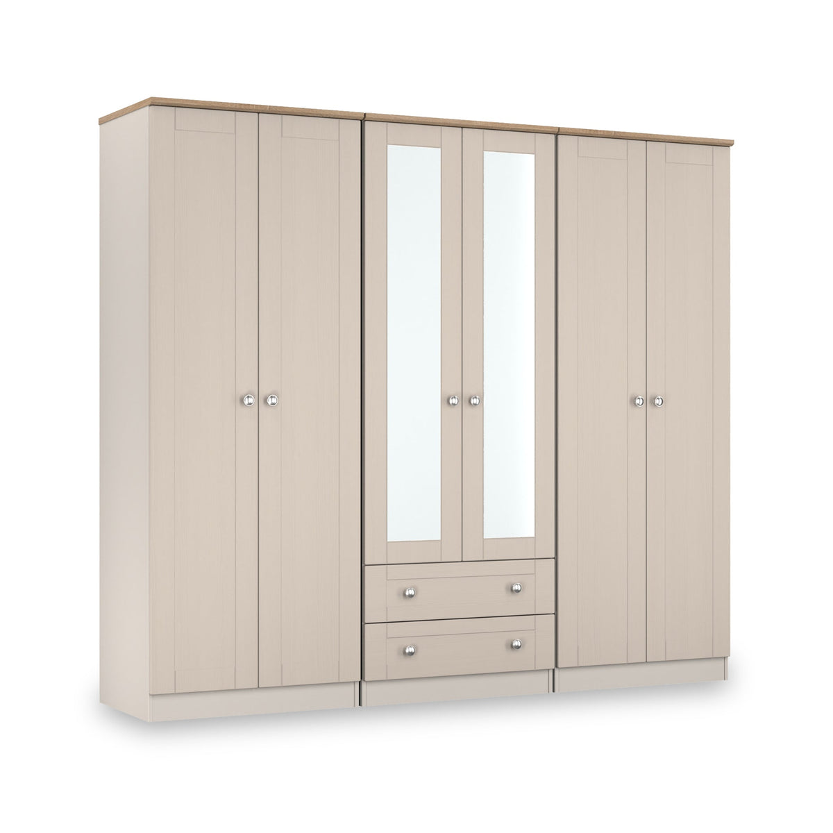 Marlowe 6 Door Mirrored Wardrobe With Drawers