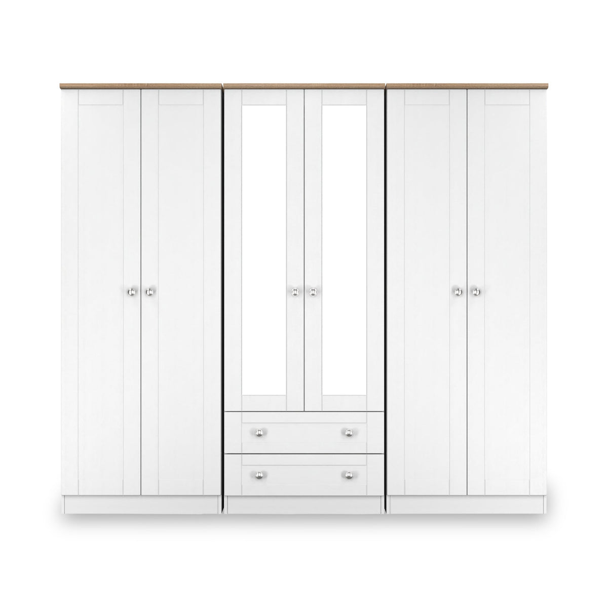 Marlowe 6 Door Mirrored Wardrobe With Drawers