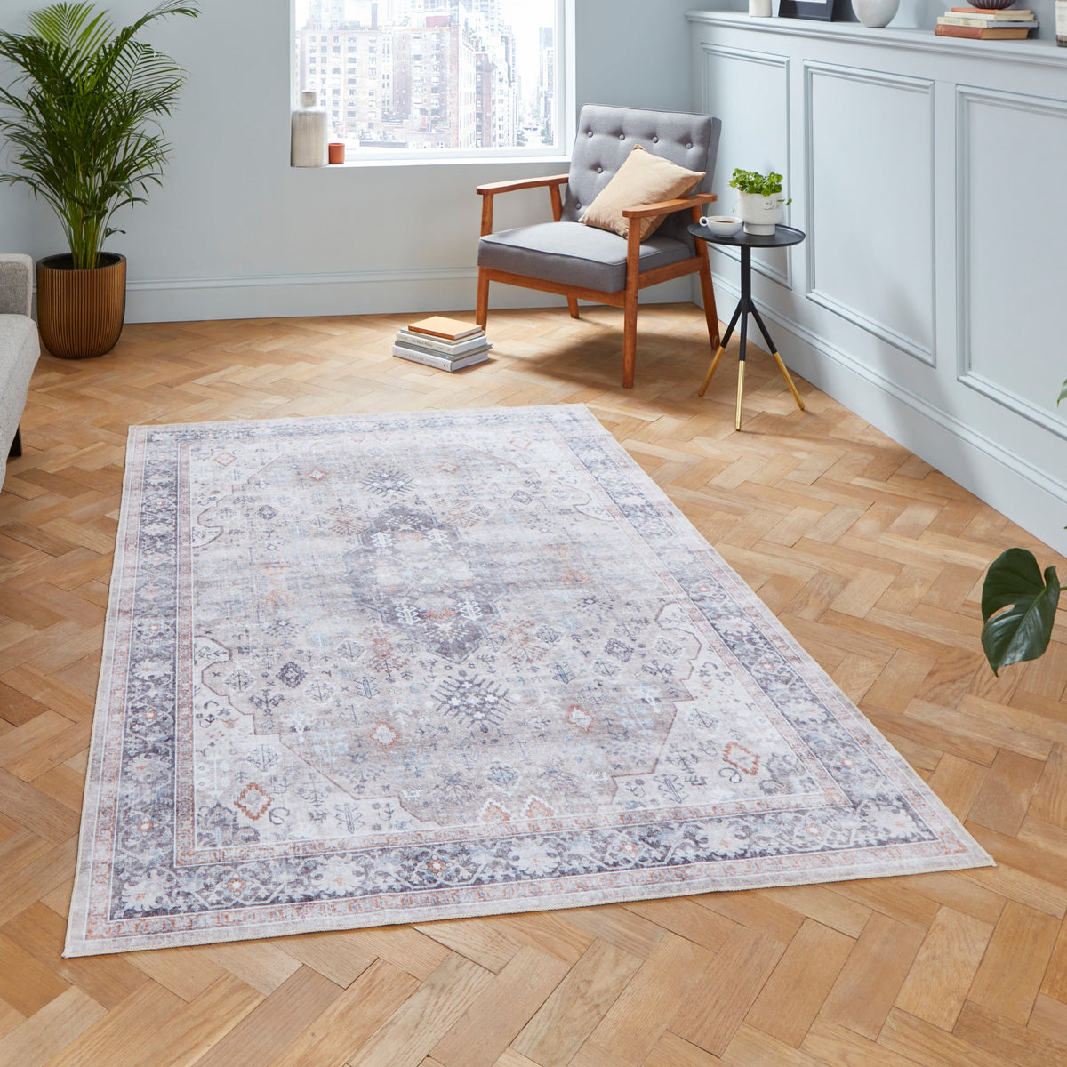Lincoln Distressed Medallion Rug