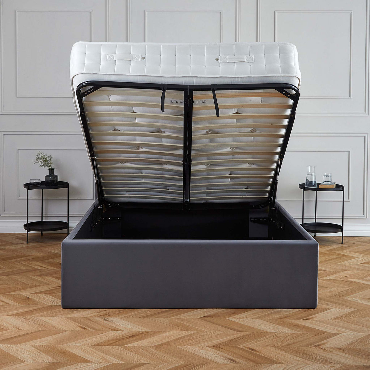 Sailsbury Velvet Ottoman Storage Bed Frame