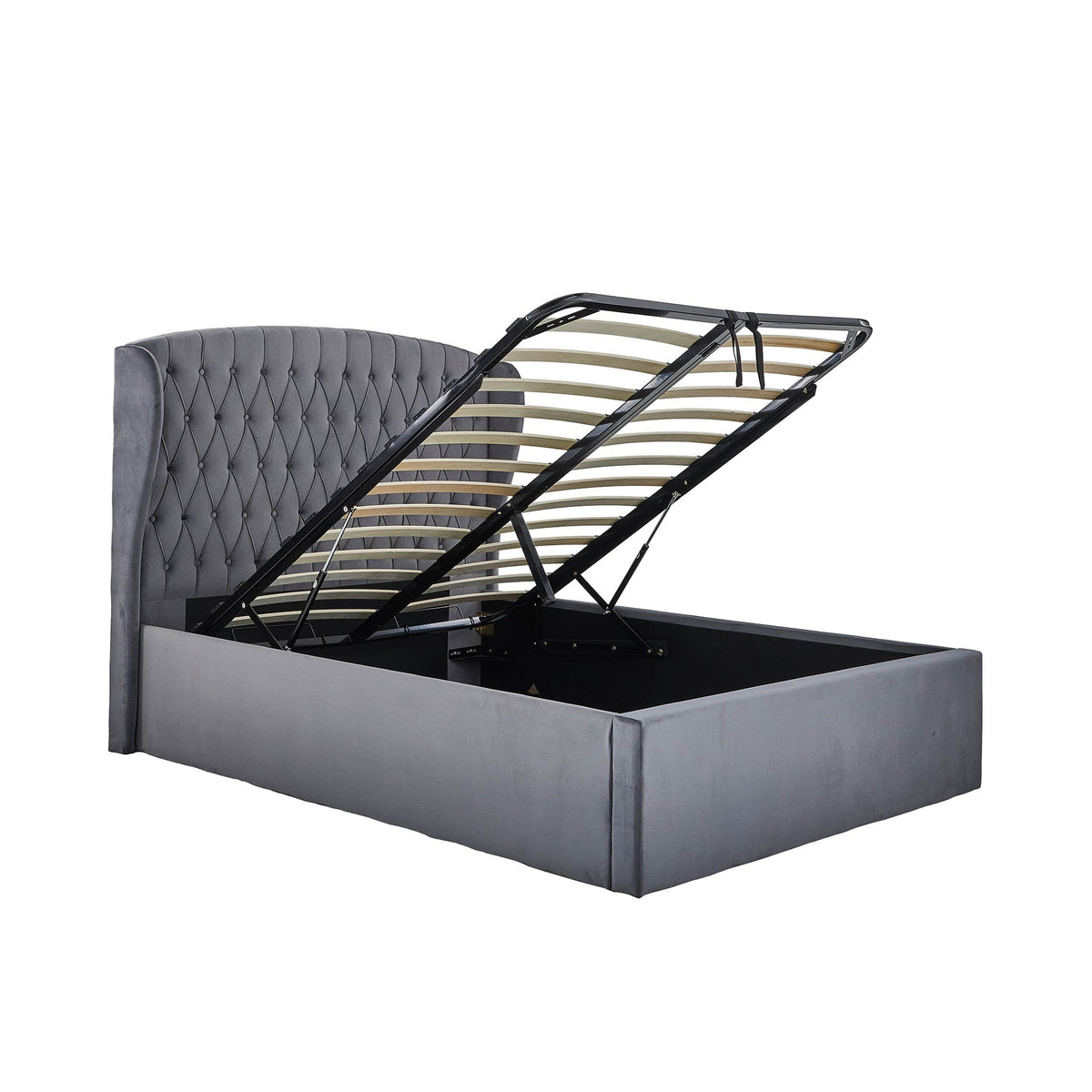 Sailsbury Velvet Ottoman Storage Bed Frame