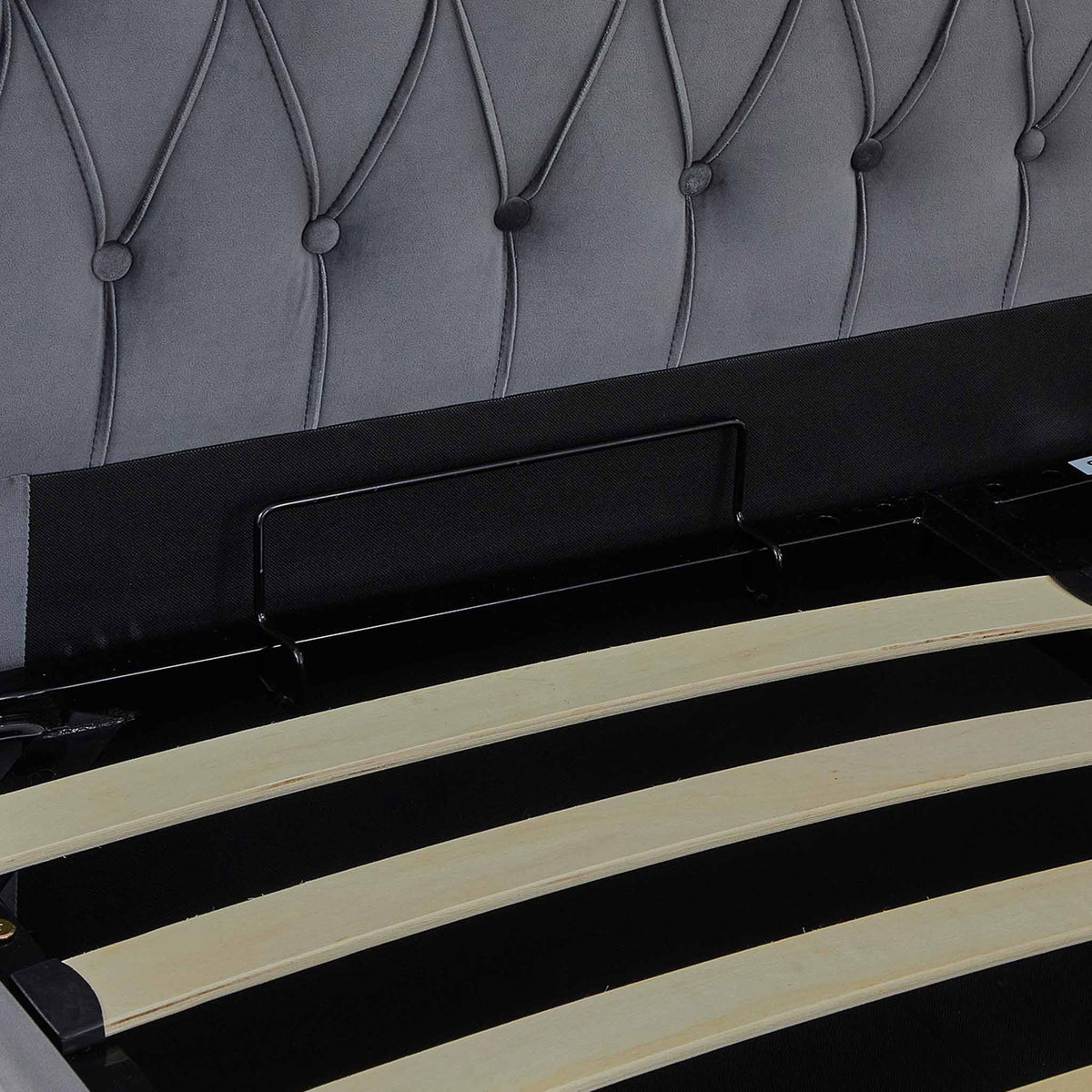 Sailsbury Velvet Ottoman Storage Bed Frame