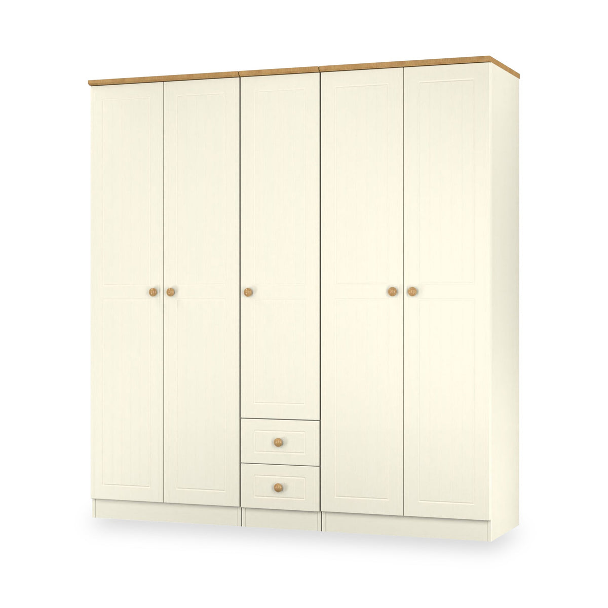 Brixham Cream 5 Door 2 Drawer Wardrobe