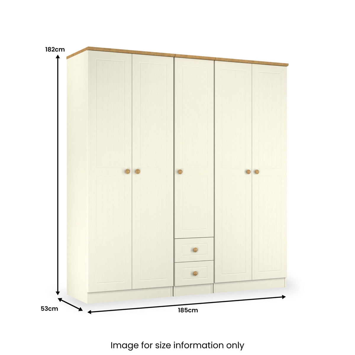 Brixham Cream 5 Door 2 Drawer Wardrobe