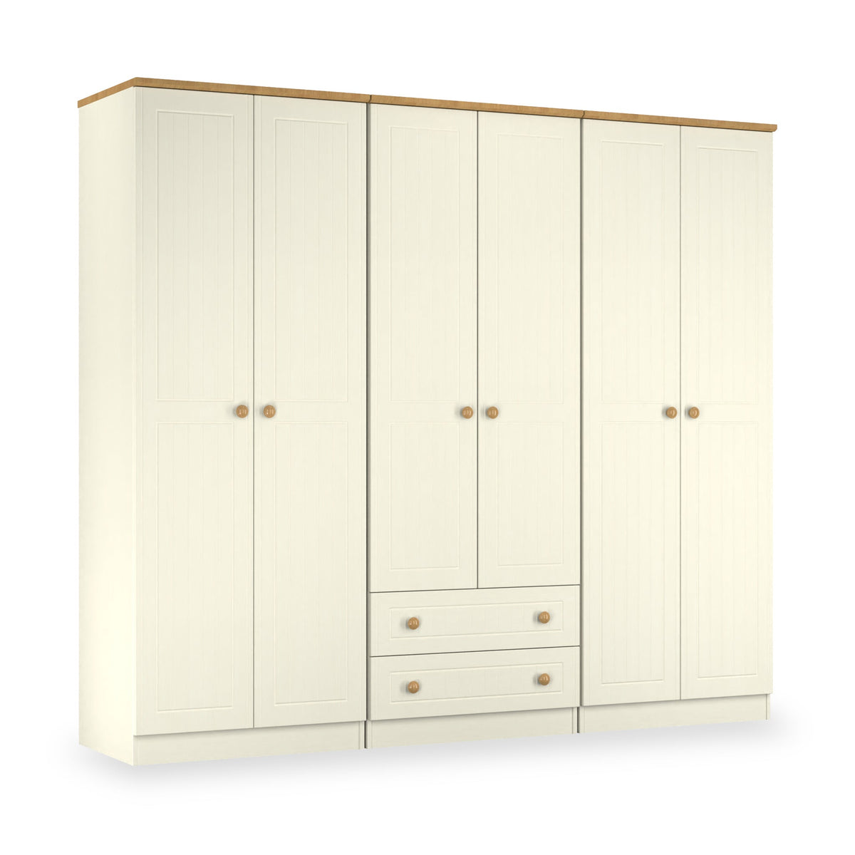 Brixham Cream 6 Door 2 Drawer Wardrobe