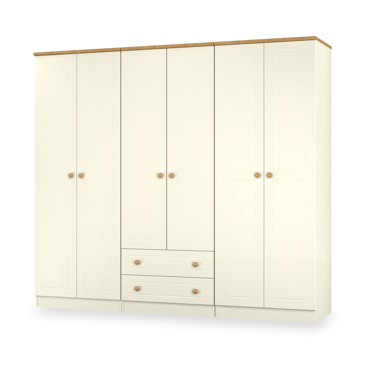 Brixham Cream 6 Door 2 Drawer Wardrobe