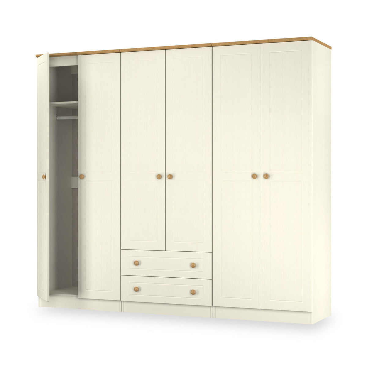 Brixham Cream 6 Door 2 Drawer Wardrobe