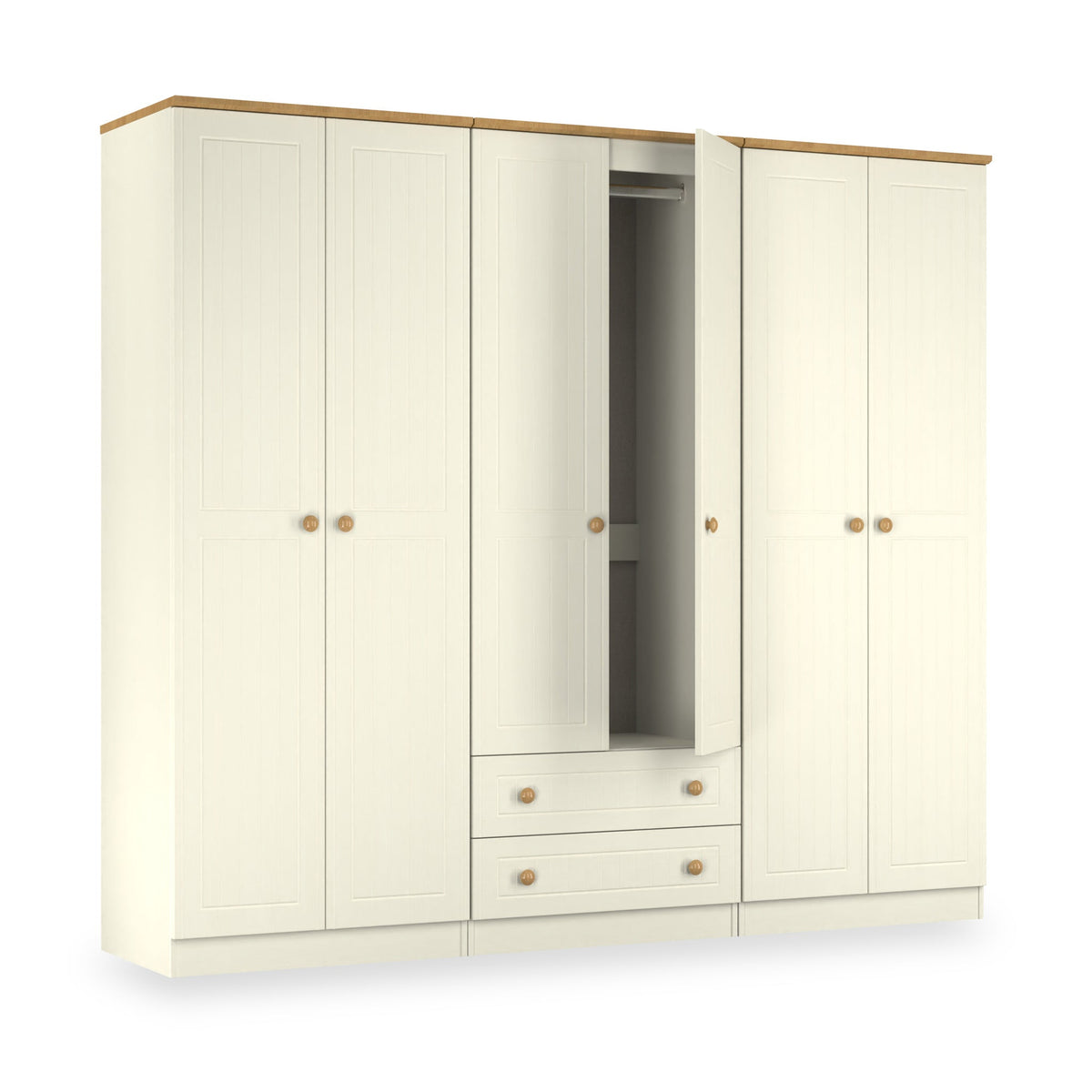 Brixham Cream 6 Door 2 Drawer Wardrobe