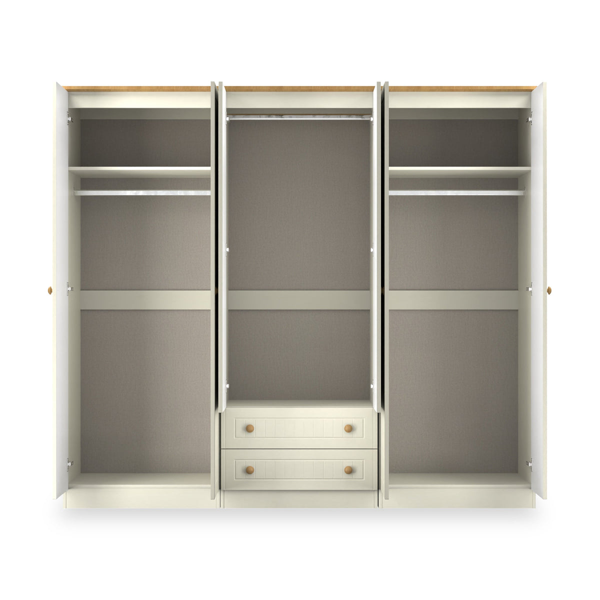 Brixham Cream 6 Door 2 Drawer Wardrobe