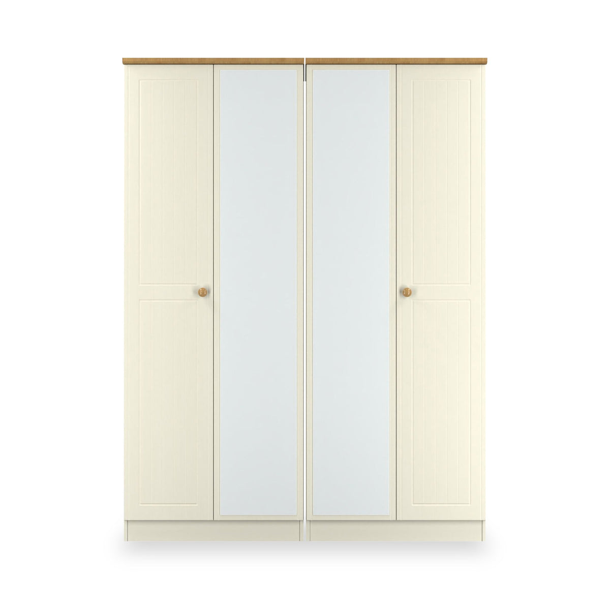 Brixham Cream 4 Door Mirrored Wardrobe
