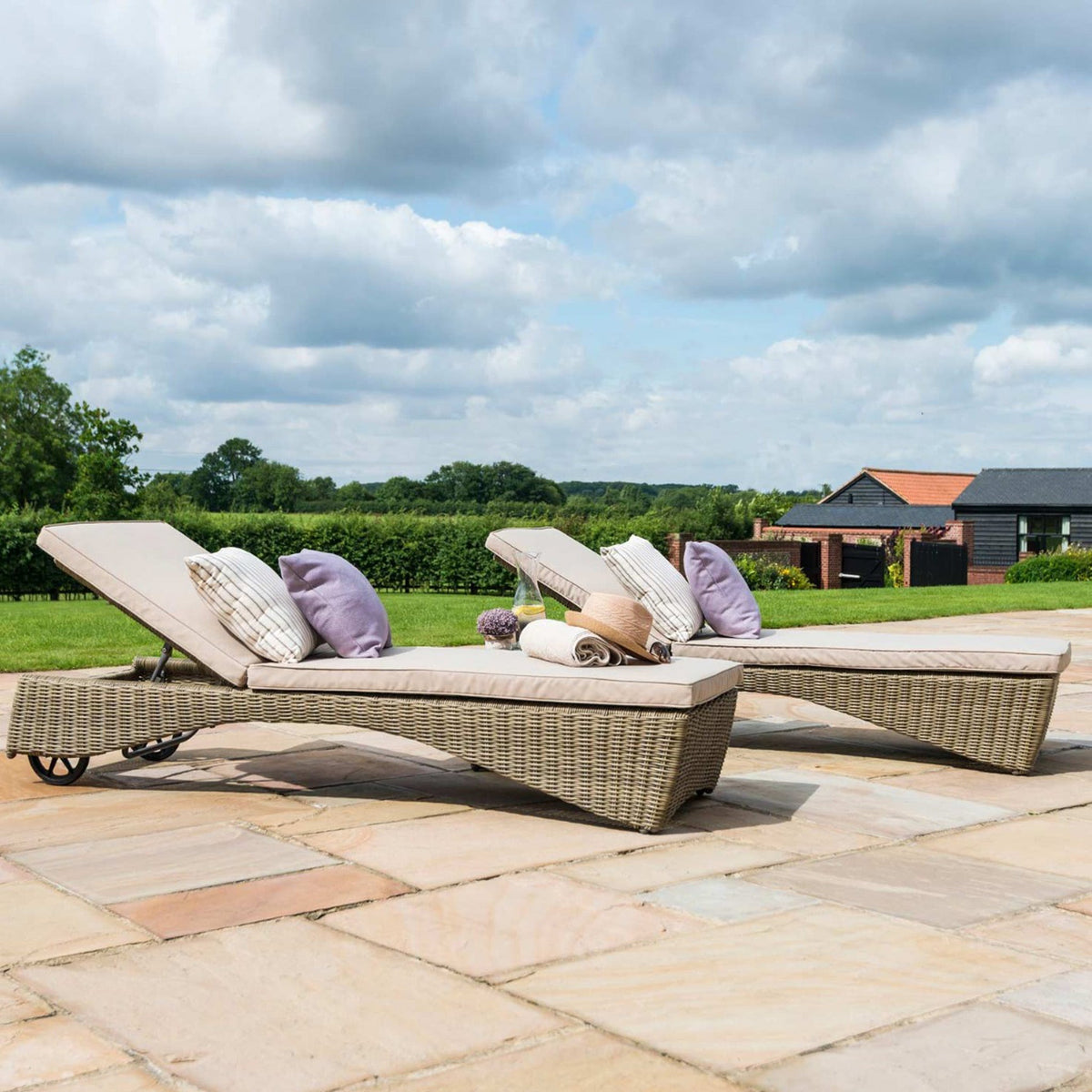 Maze Winchester 3 Piece Rattan Sunlounger Set