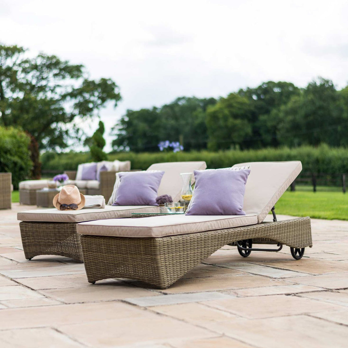 Maze Winchester 3 Piece Rattan Sunlounger Set