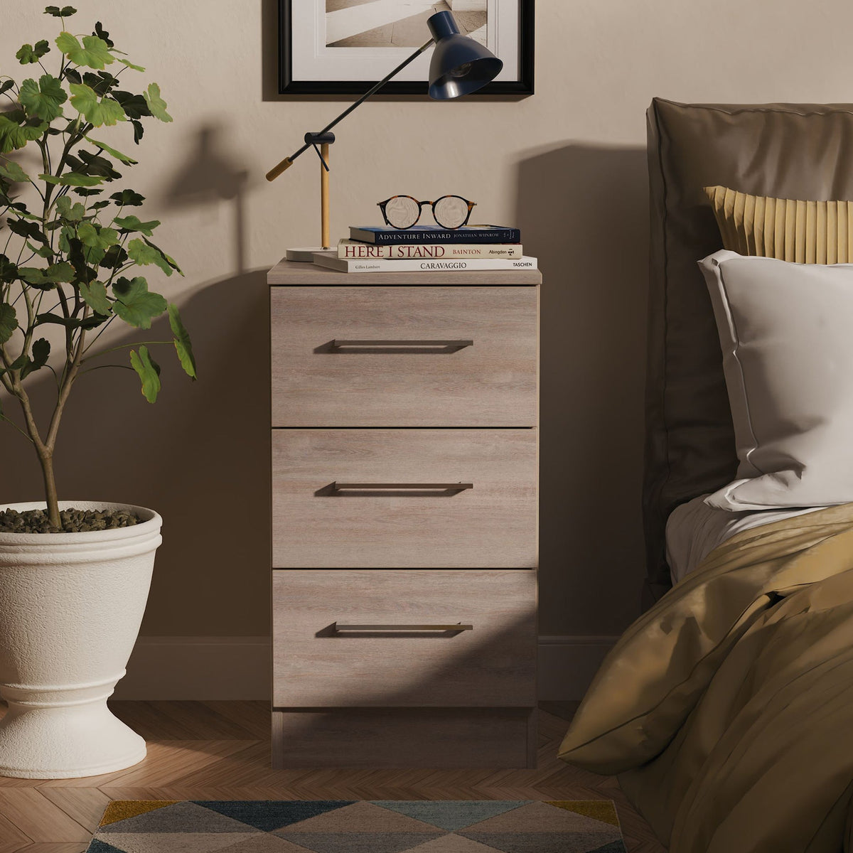 Ellington 3 Drawer Bedside Table