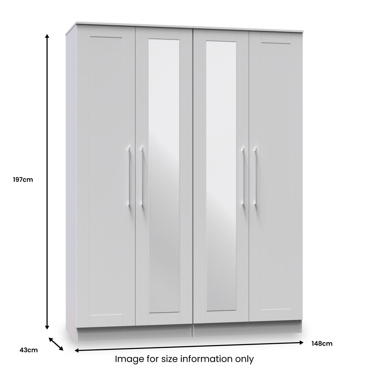 Bellamy Tall 4 Door 2 Central Mirrored Wardrobe