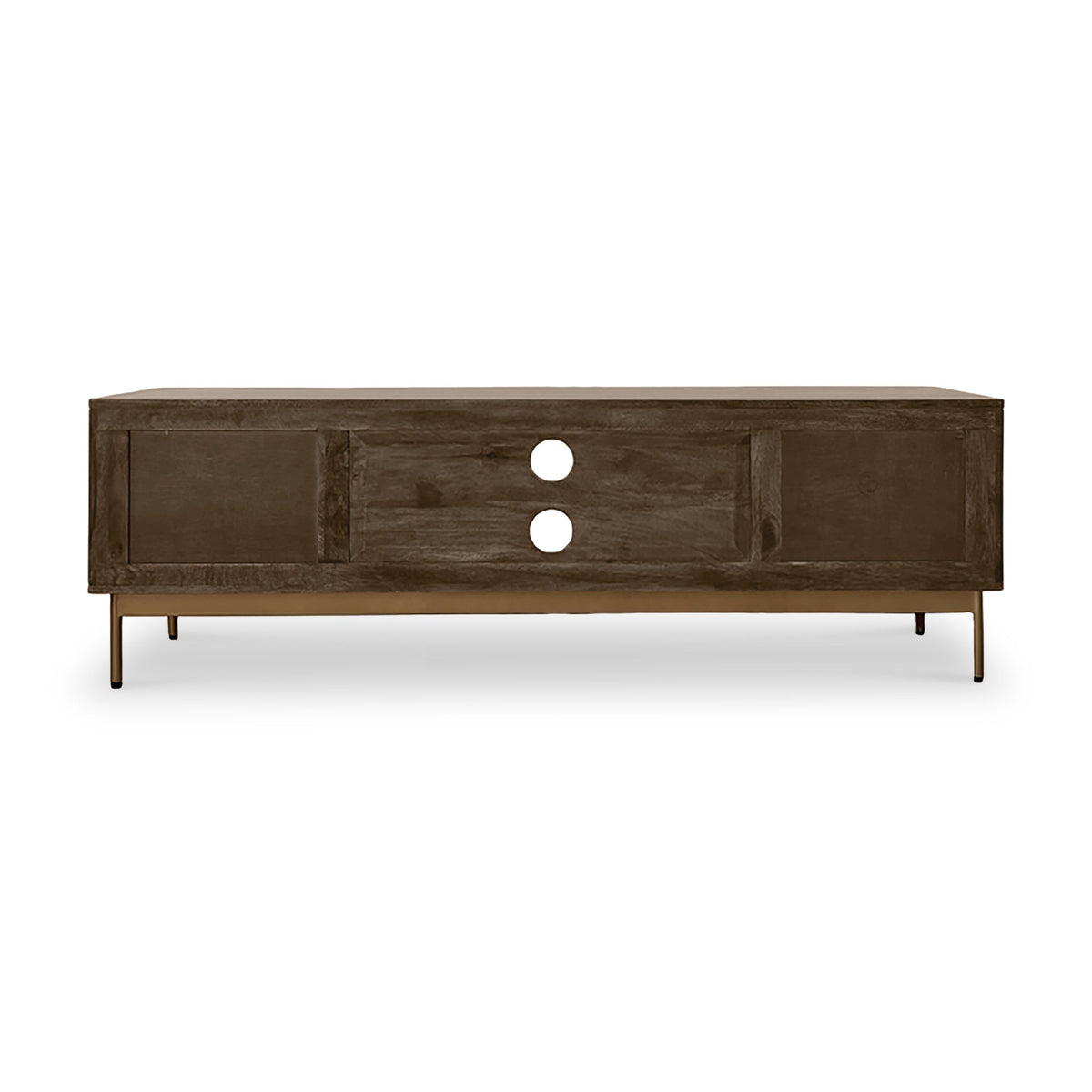 Beau Grooved Brown Mango Wood Large TV Unit