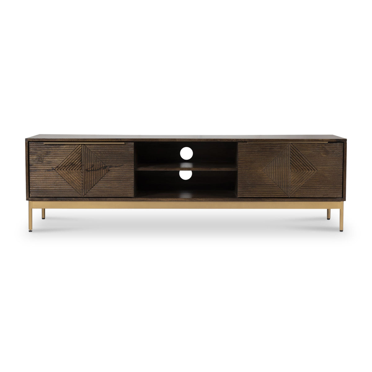 Beau Grooved Brown Mango Wood Extra Large TV Unit