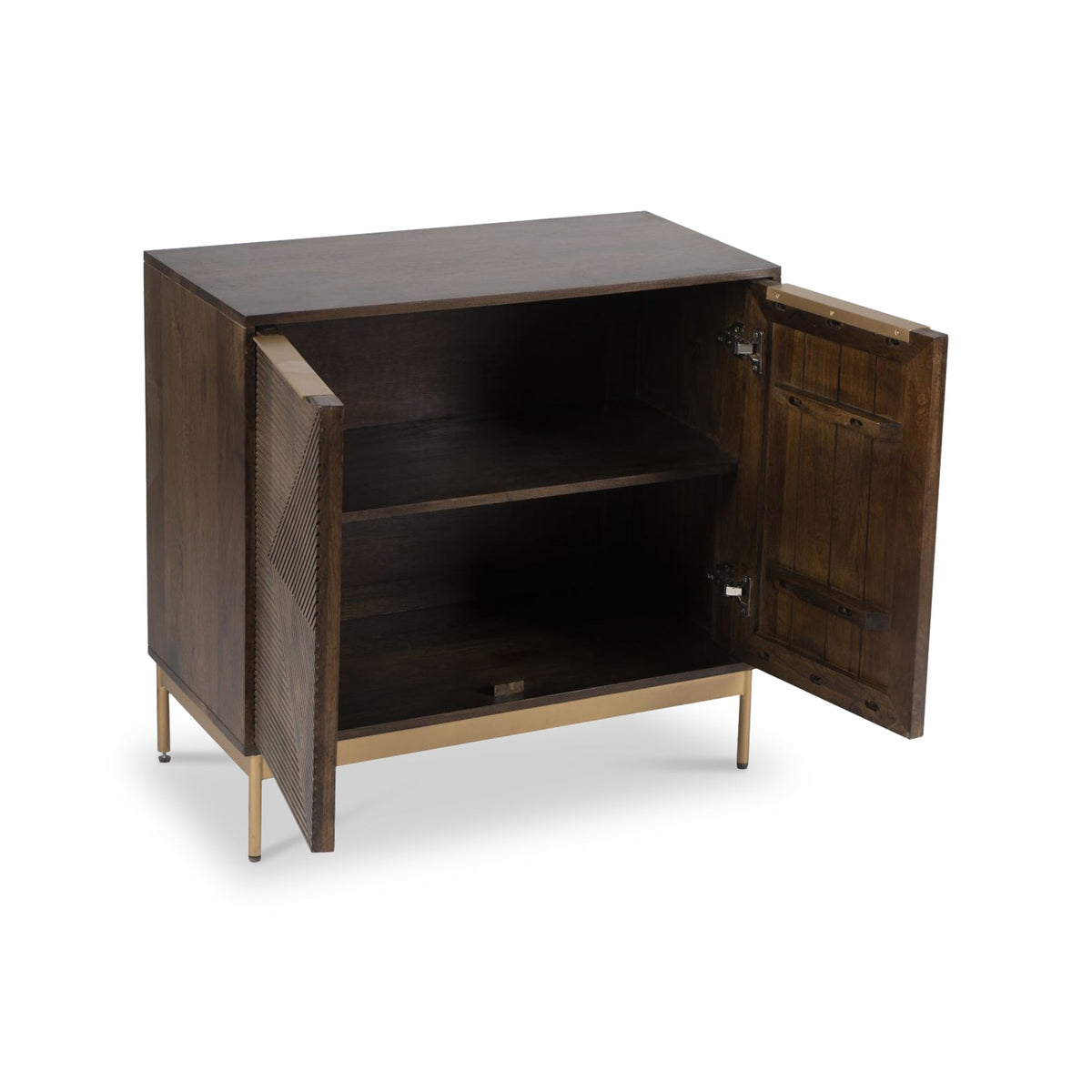 Beau Grooved Brown Mango Wood 2 Door Sideboard