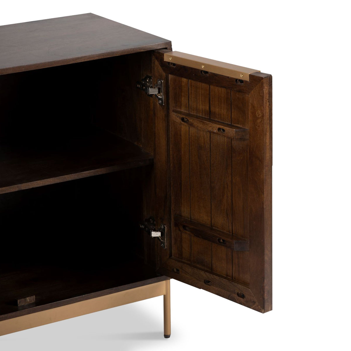 Beau Grooved Brown Mango Wood 2 Door Sideboard