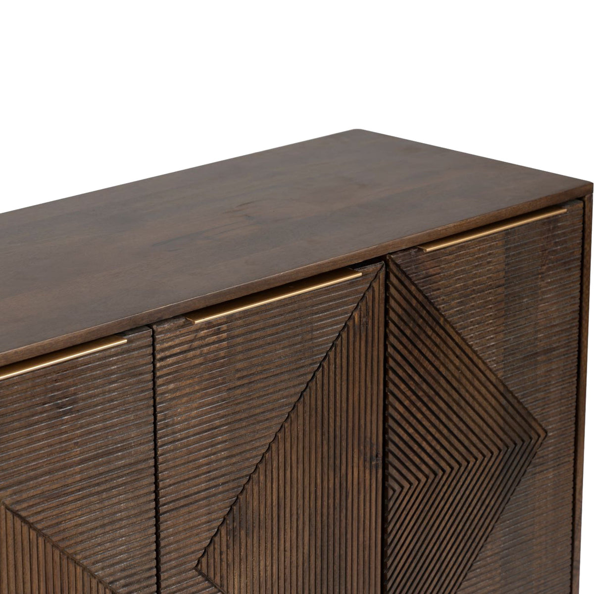 Beau Grooved Brown Mango Wood 4 Door Sideboard