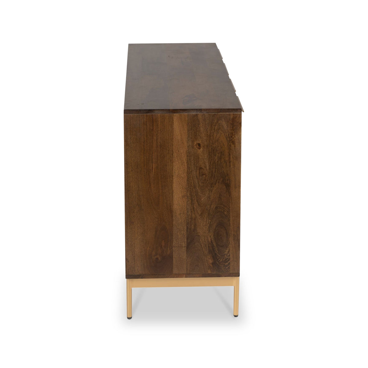 Beau Grooved Brown Mango Wood 4 Door Sideboard